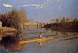 Thomas Eakins Canvas Paintings - Max Schmitt in a Single Scull